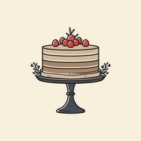 Cake with berries on top logo design vector