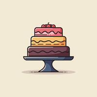 Three tier cake with cherries on top logo design vector