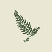 Logo design of a bird made of fern leaves vector
