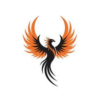 Logo design of a phoenix bird in orange and black vector