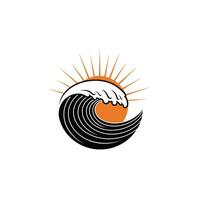 Sun and a wave logo design vector