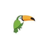 Green toucan with a yellow beak logo design vector