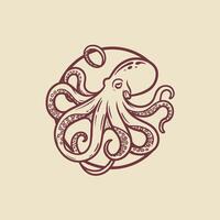Octopus logo design on a beige background vector
