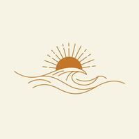 Logo design of the sun rising over the ocean vector