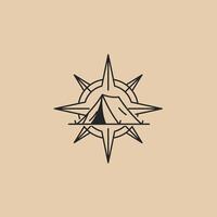 Logo design of a camping tent in front of a star vector
