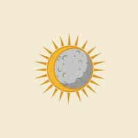 Moon and the sun overlapping each other logo design vector