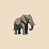 Elephant standing logo design on a beige background vector