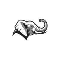 Elephant head with a trunk up logo design vector