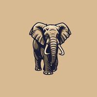 Elephant standing logo design on a brown background vector
