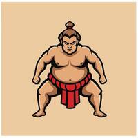 Sumo wrestler logo design on a brown background vector
