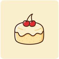 Cake with a cherries on top logo design vector
