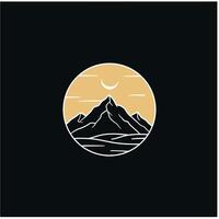 Logo design of a mountain landscape with a crescent moon vector