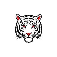 Tiger head with red eyes, nose and ears logo design vector