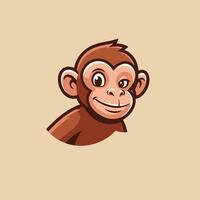 Cartoon monkey head logo design on a beige background vector