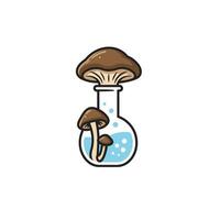 Mushrooms in a florence flask with water logo design vector