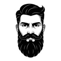 Man with a black beard and a mustache logo design vector