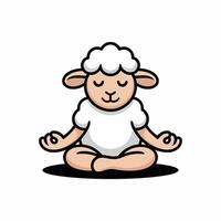 Meditating Sheep in Lotus Position Relaxation and meditation. illustration. vector