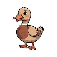 simple A cheerful cartoon duck with orange beak and brown feathers vector