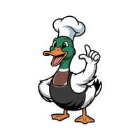 Chef Duck Mascot Pointing and Smiling Perfect for Restaurant Menus with white background vector