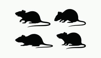 A set of Rat silhouettes black color in different sitting and standing style illustration isolated on white background vector