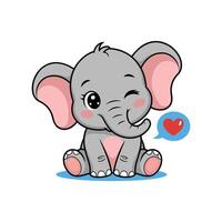 Cute elephant cartoon with heart bubble illustration isolated on white background vector