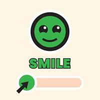 Mood Face Cartoon Smile Angry with Green color, and arrows as pointers. Suitable for game kids vector