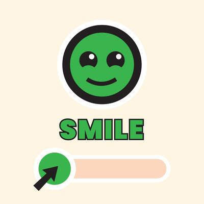 Mood Face Cartoon Smile Angry with Green color, and arrows as pointers. Suitable for game kids