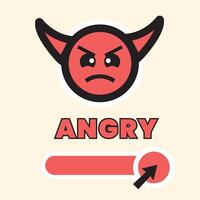 Mood Face Cartoon Angry with red color, and arrows as pointers. Suitable for game kids vector