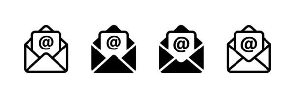 Set of mail envelope icons. Closed envelope, opened letter, and email. E-mail icon, sign of an incoming unopened message. vector