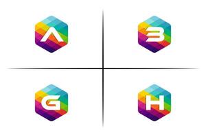 Initial letter logo bundle design with hexagons. colorful texture. isolated white. logos for business, corporate, digital, technology and graphic design. modern templates vector