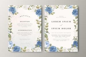 Beautiful wedding invitation card set with floral partition design vector