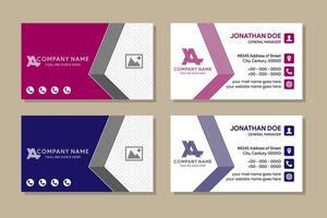 collection of Red and Blue Geometric Name Card Template on horizontal layout design. white background. vector