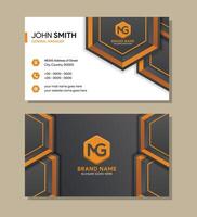 double sided Business card design template with combination black, gold, and white colors. hexagon shapes elements. vector
