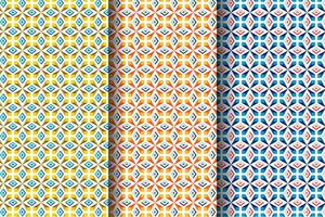 collection of Colorful red orange blue aztec striped ornaments geometric ethnic seamless pattern background vector