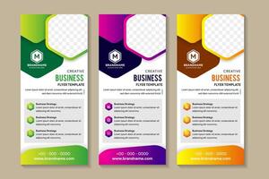 colorful gradient hexagon Business Roll Up Banner flat design template ,Abstract Geometric banner template illustration set vector