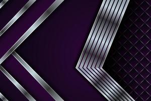 Abstract Modern Shiny silver metallic Geometric Overlapped Arrow Silver with dark Purple gradient background vector