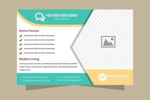 Illustration for your business presentations. Brochure or flyer. horizontal layout. soft green and brown color. right side for place of photo. vector