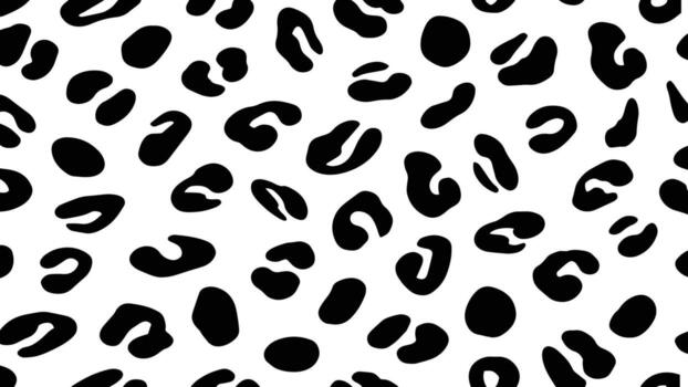 Black and white leopard print pattern background. Abstract animal skin fur texture with irregular spots. vector