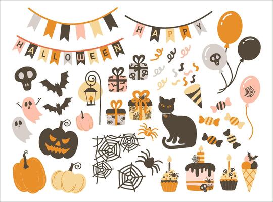 Cute Halloween set of elements.