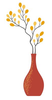 Ceramic Vase with Branch for Home Decoration
