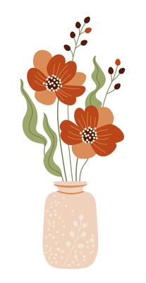 Bouquet Spring Flowers in a Ceramic Vase