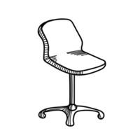 illustration of a computer chair in black and white doodle style. Hand-drawn line art on a white background. vector