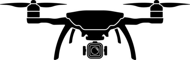 Black icon of drone or quadcopter with camera. vector