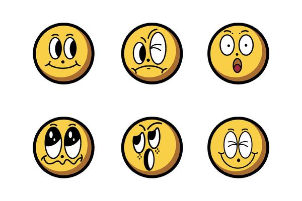 cartoon emoticions of different emotions style