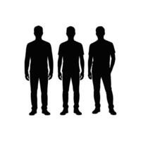 Silhouette depiction of three individuals standing together in a group setting vector