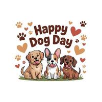 Dog day banner template with cartoon puppy. illustration isolated on white background. vector