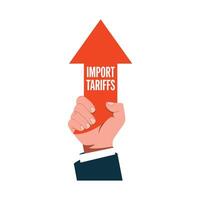 Import Tariffs Rising A Visual Depiction of Economic Impact on white background vector