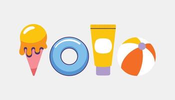 Flat and simple summer vacation icon set illustration isolated on white background vector