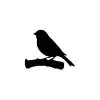 A black and white silhouette of a bird sitting on a branch vector