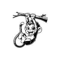 Monkey hanging on a tree branch vector